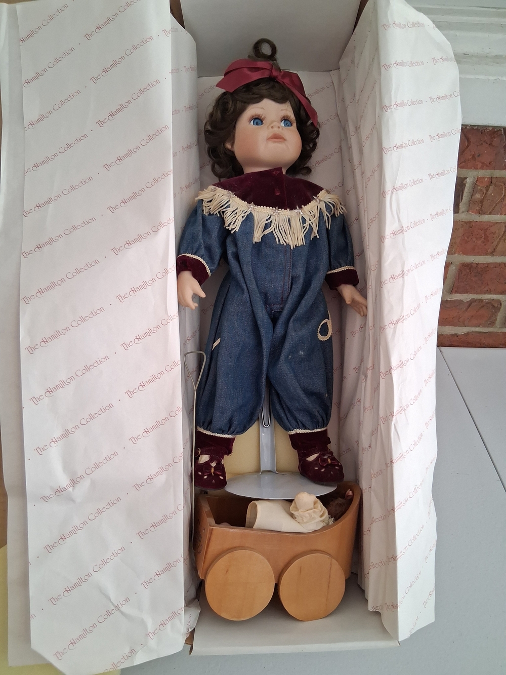 The Hamilton Collection Blue & Burgundy Porcelain Doll Sculpture